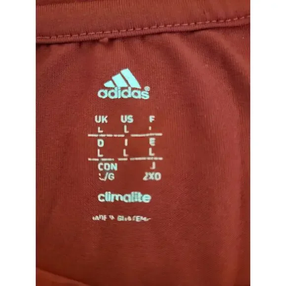 Adidas Nebraska Red Polo Shirt Size: Large Climalite Long Sleeve - Picture 3 of 3